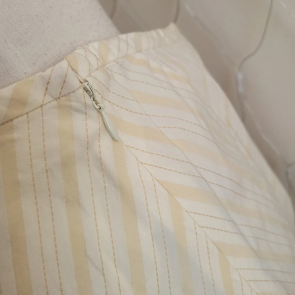 DKNY Cotton Skirt / Cream With Yellow Stripes - Size 14 / NWT - Picture 6 of 8